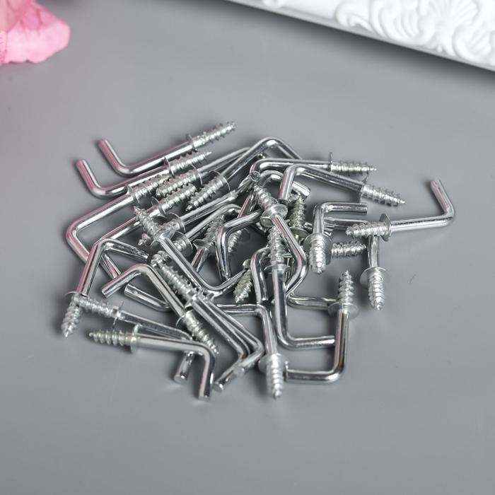 Крючок металл (набор 40 шт) серебро 2,5х0,5 см, МИКС Крючок металл (набор 40 шт) серебро 2,5х0,5 см, МИКС