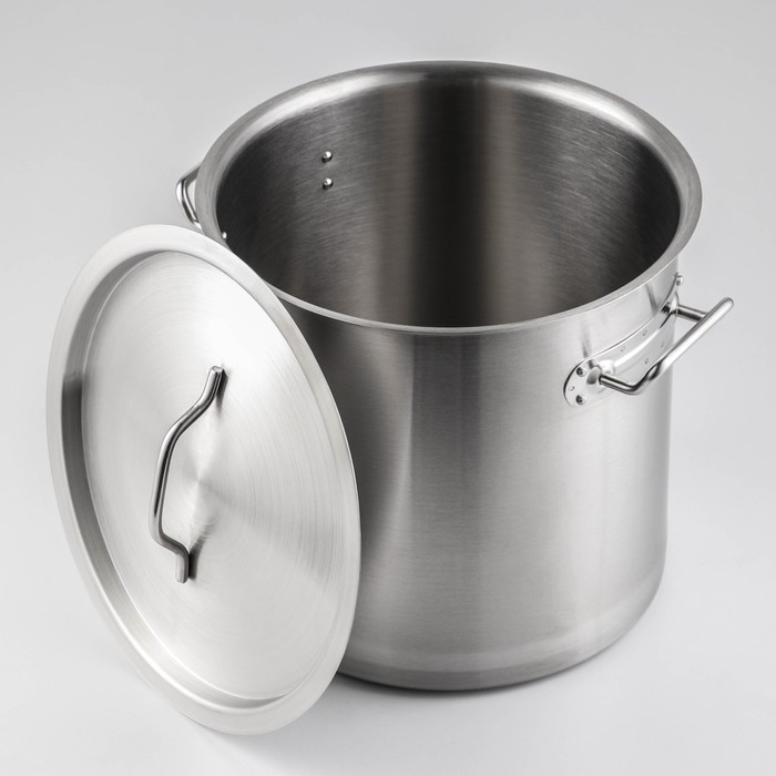 Кастрюля из нержавеющей стали Hanna Knövell HoReCa, 15 л, толщина 0,8 мм, 201 сталь, дно 3 мм, металлическая крышка, с теплораспределительным слоем, индукция Кастрюля из нержавеющей стали Hanna Knövell HoReCa, 15 л, толщина 0,8 мм, 201 сталь, дно 3 мм, металлическая крышка, с теплораспределительным слоем, индукция