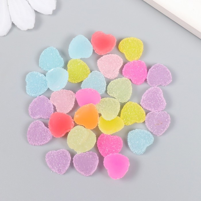 Декор для творчества пластик Декор для творчества пластик "Сердечки-мармелад" набор 30 шт МИКС 1х1х0,5 см