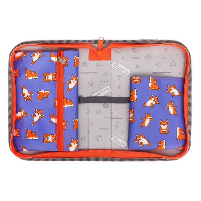 Пенал 1 секция 140 х 210 х 40 мм, откидной карман и косметичка, тканевый, Calligrata TOP Content  Пенал 1 секция 140 х 210 х 40 мм, откидной карман и косметичка, тканевый, Calligrata TOP Content "Сиба"