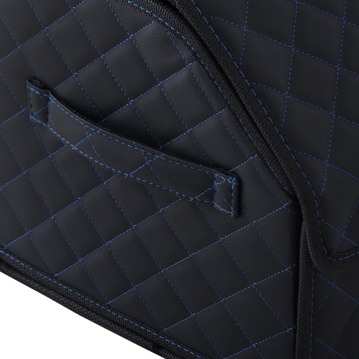 Органайзер кофр в багажник автомобиля LION, экокожа, ромб, 50×30×30 см, черно-синий Органайзер кофр в багажник автомобиля LION, экокожа, ромб, 50×30×30 см, черно-синий