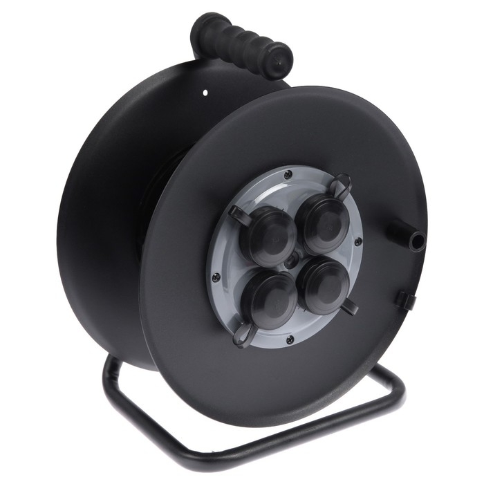 Катушка металлическая, 4 розетки, с/з, с крышками IP44, 16 А, УХЛ2, серая Катушка металлическая, 4 розетки, с/з, с крышками IP44, 16 А, УХЛ2, серая