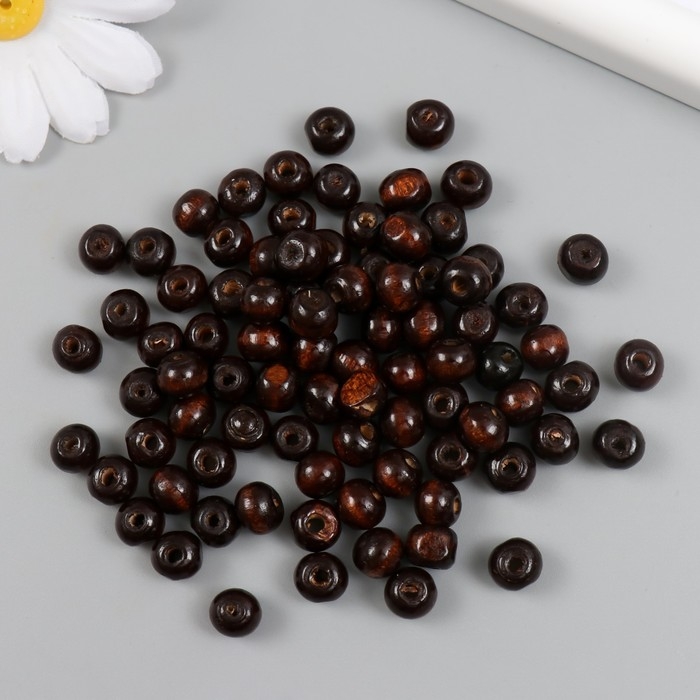 Бусины для творчества дерево Бусины для творчества дерево "Тёмно-коричневые" d=0,8 см набор 20 гр