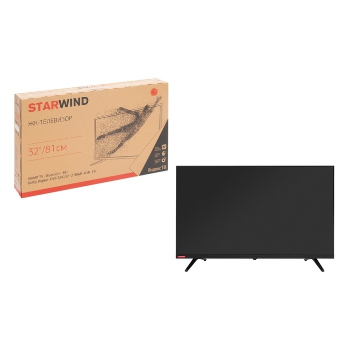 Телевизор Starwind SW-LED32SG300, 32 Телевизор Starwind SW-LED32SG300, 32", 1366x768, DVB-T2/C/S2,HDMI 2, USB 1, SmartTV,чёрный