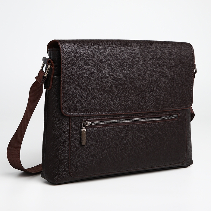 Сумка мужская деловая TEXTURA, длинный ремень, цвет коричневый Сумка мужская деловая TEXTURA, длинный ремень, цвет коричневый