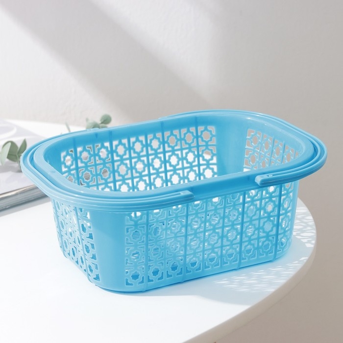 Корзина для хранения с ручками, 20,5×15,5×8 см, цвет МИКС Корзина для хранения с ручками, 20,5×15,5×8 см, цвет МИКС