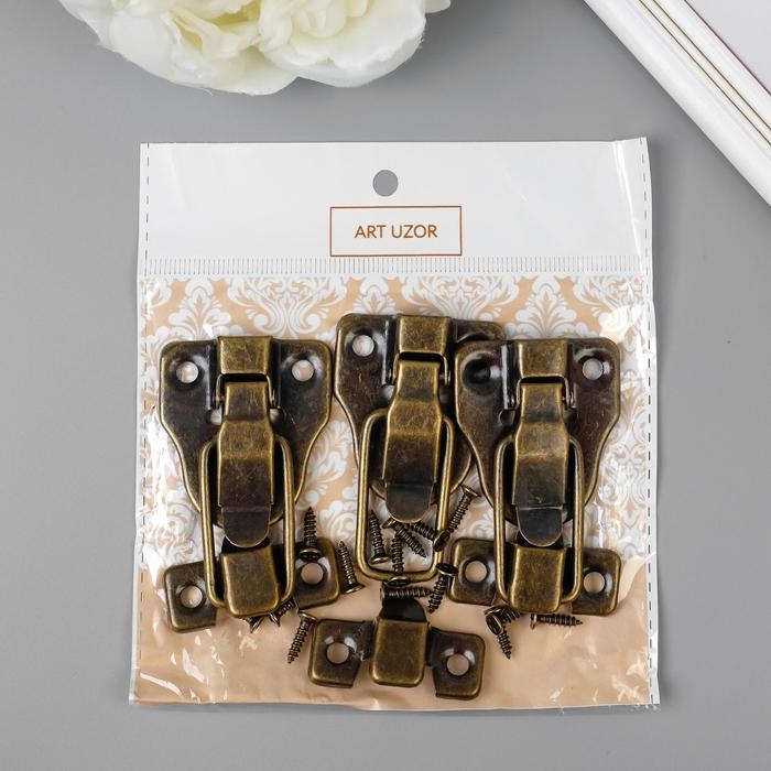 Замок металл для шкатулок. сундуков бронза + гвозд. 5,8х4х1 см Замок металл для шкатулок. сундуков бронза + гвозд. 5,8х4х1 см