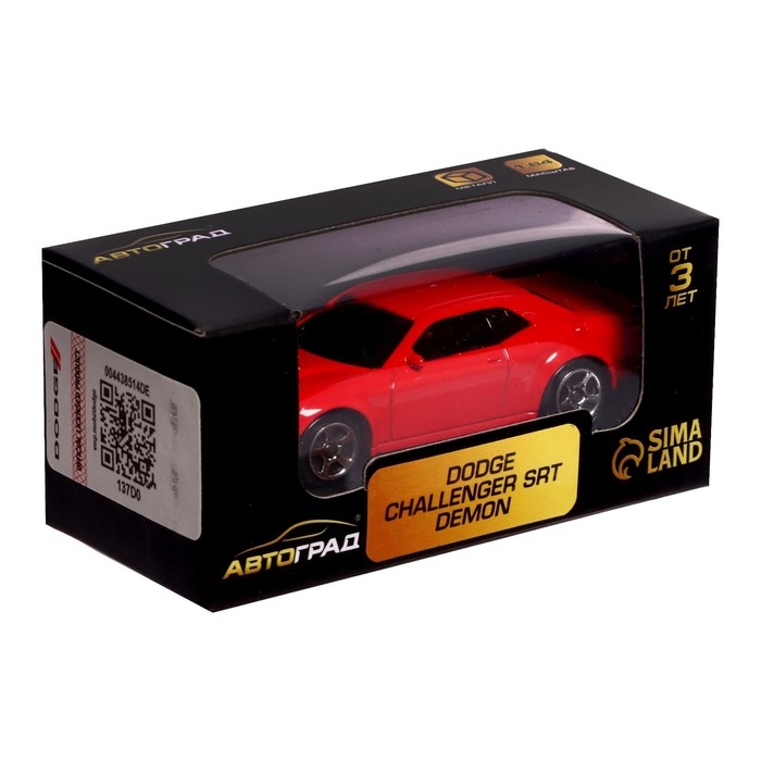 Машина металлическая DODGE CHALLENGER SRT DEMON, 1:64, цвет красный Машина металлическая DODGE CHALLENGER SRT DEMON, 1:64, цвет красный