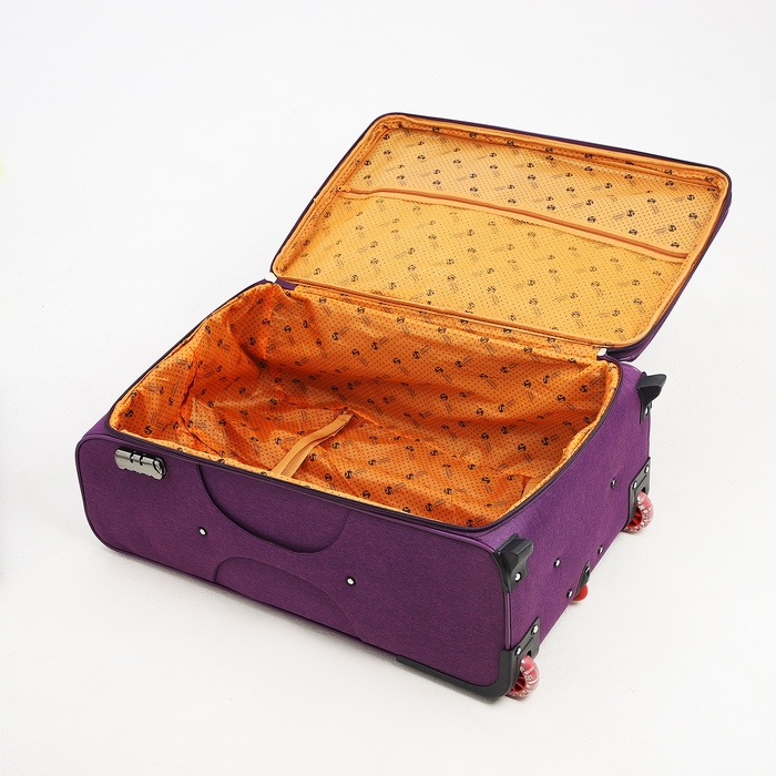 Чемодан большой 95 л (L), отдел на молнии, с расширением, кодовый замок, 3 колеса, 2 наружных кармана, цвет фиолетовый Чемодан большой 95 л (L), отдел на молнии, с расширением, кодовый замок, 3 колеса, 2 наружных кармана, цвет фиолетовый