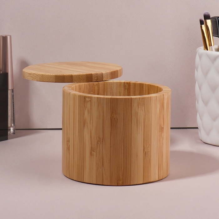 Органайзер для хранения «BAMBOO», с крышкой, раздвижной, d = 12 × 10,5 см, цвет коричневый Органайзер для хранения «BAMBOO», с крышкой, раздвижной, d = 12 × 10,5 см, цвет коричневый