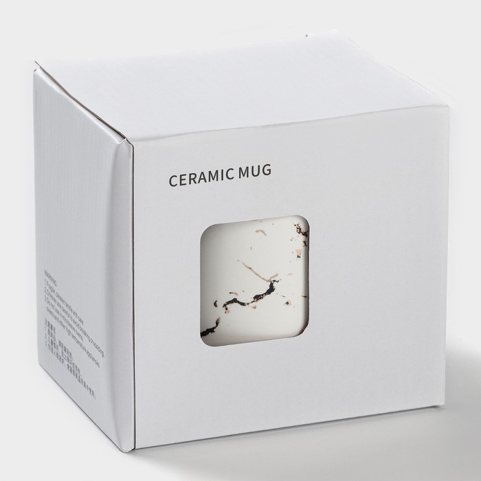 Кружка керамическая с ложкой «Белый мрамор», 350 мл, цвет белый Кружка керамическая с ложкой «Белый мрамор», 350 мл, цвет белый