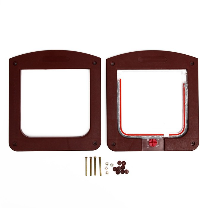 Дверь для животных с 4 режимами, проем 15х15,5 (общ. 22,5х20 см), тёмно-коричневая Дверь для животных с 4 режимами, проем 15х15,5 (общ. 22,5х20 см), тёмно-коричневая