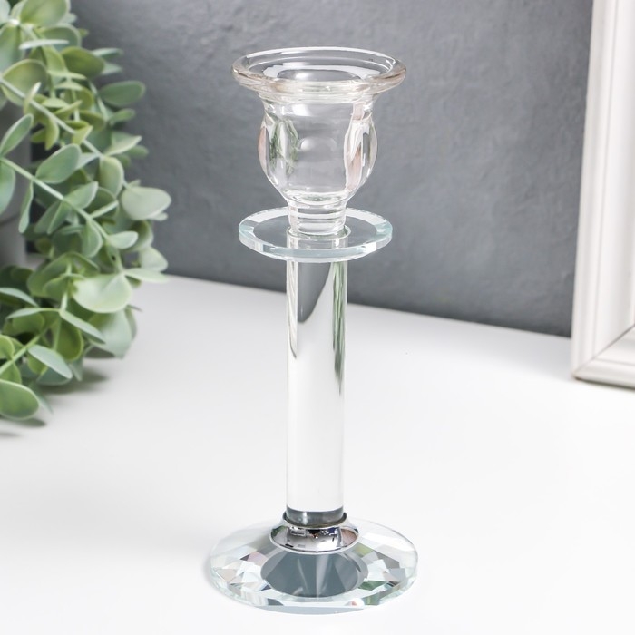 Подсвечник стекло на1 свечу Подсвечник стекло на1 свечу "Классика на ножке" прозрачный d=2,4 см 7х7х17,2 см