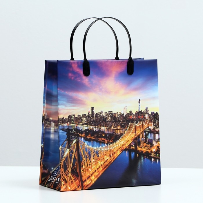 Пакет Пакет "Вечерний город", мягкий пластик, 26 x 23 см, 110 мкм