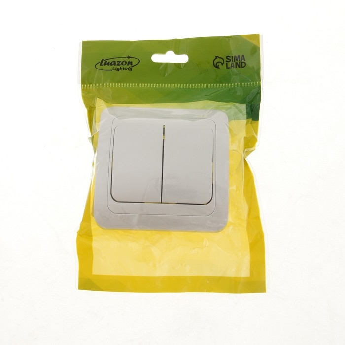 Выключатель Luazon Lighting "Орион", 10 А, 2 клавиши, скрытый, серебристый