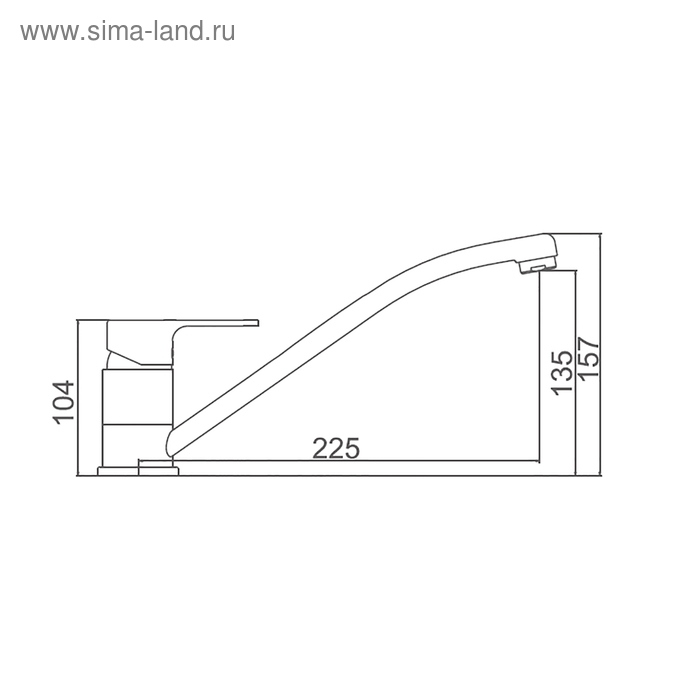 Cмеситель для кухни Accoona A4167G, однорычажный, с гайкой, силумин, белый Cмеситель для кухни Accoona A4167G, однорычажный, с гайкой, силумин, белый