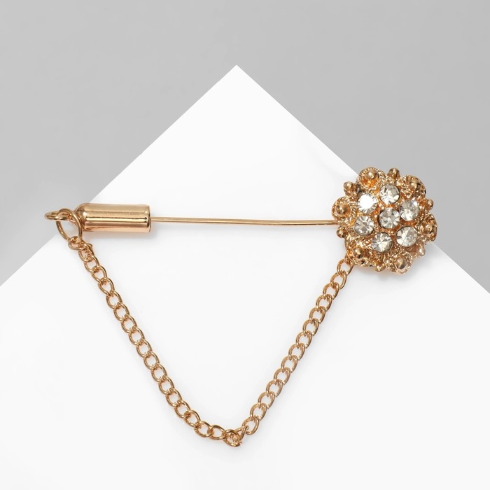 Булавка «Цветочек», 5 см, цвет белый в золоте Булавка «Цветочек», 5 см, цвет белый в золоте
