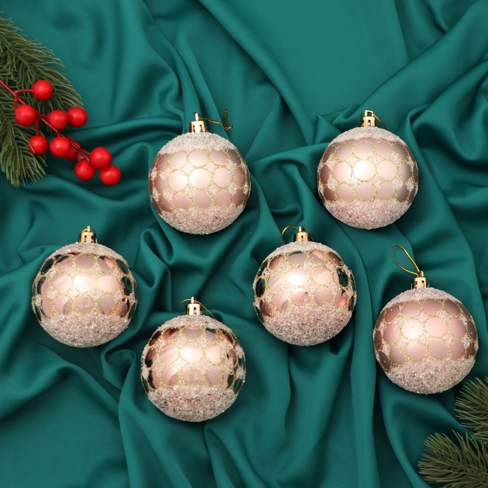 Набор шаров пластик d-7 см, 6 шт Набор шаров пластик d-7 см, 6 шт "Сюрприз" розовый