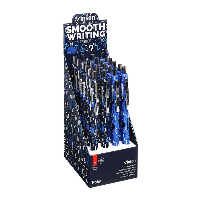 Ручка шариковая автоматическая 0,7 мм, Vinson, синяя масляная, софттач, штрихкод на шт, МИКС Ручка шариковая автоматическая 0,7 мм, Vinson, синяя масляная, софттач, штрихкод на шт, МИКС