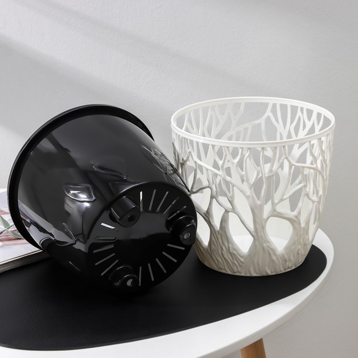 Кашпо для цветов со вставкой «Форест», 3 л, цвет бело-чёрный Кашпо для цветов со вставкой «Форест», 3 л, цвет бело-чёрный