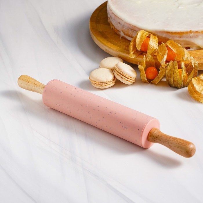 Скалка Доляна «Конфетти», 30×4,3 см, рабочая часть 17 см, цвет розовый Скалка Доляна «Конфетти», 30×4,3 см, рабочая часть 17 см, цвет розовый