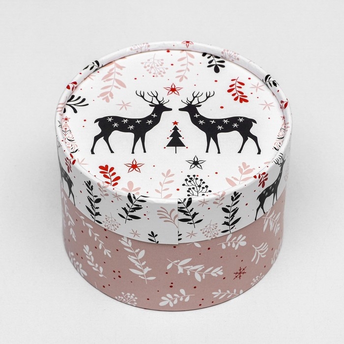 Новый год. Коробка Новый год. Коробка "Новогодние олени" завальцованная без окна 12 х 8 см