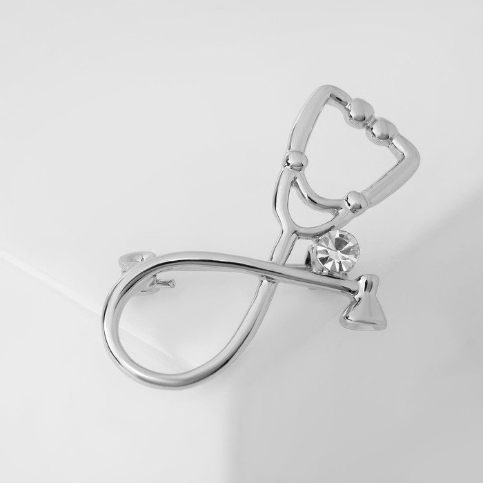 Брошь «Стетоскоп», цвет белый в серебре Брошь «Стетоскоп», цвет белый в серебре