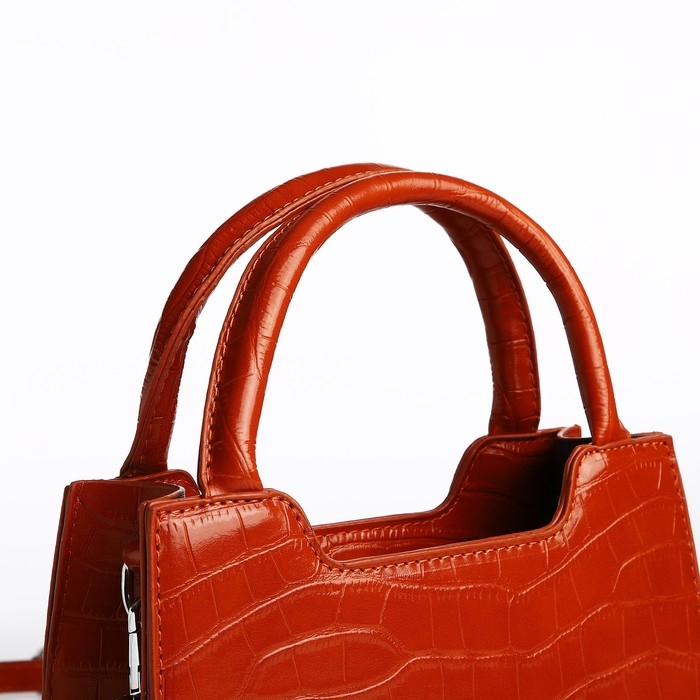 Сумка женская тоут на молнии, цвет рыжий