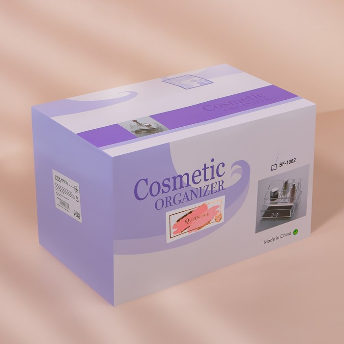 Органайзер для хранения, 9 секций, с выдвижным ящиком, 18,5 × 10 × 11,5 см, в картонной коробке, цвет прозрачный