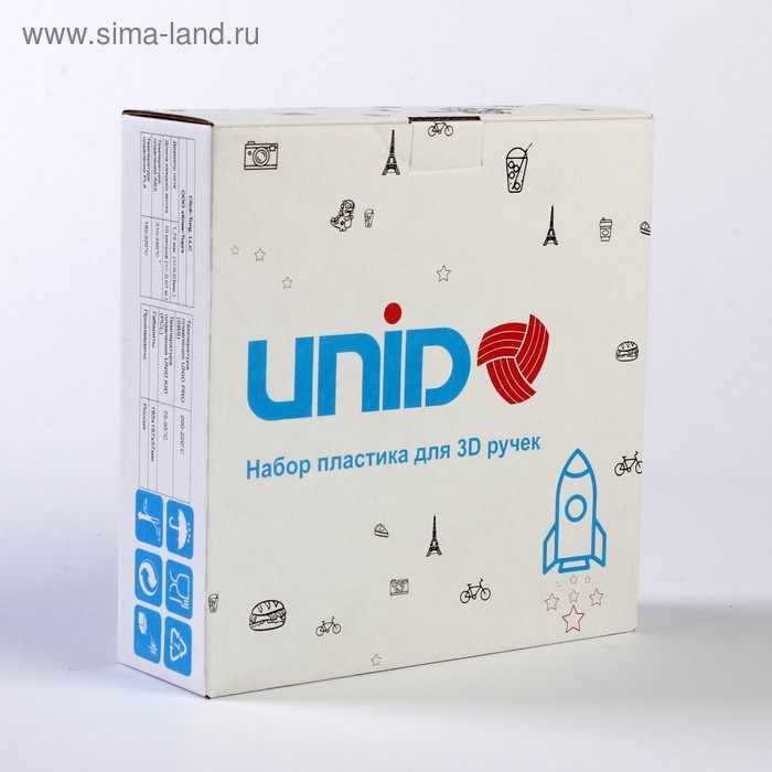 Пластик UNID PRO-6, для 3Д ручки, 6 цветов в наборе, по 10 метров Пластик UNID PRO-6, для 3Д ручки, 6 цветов в наборе, по 10 метров