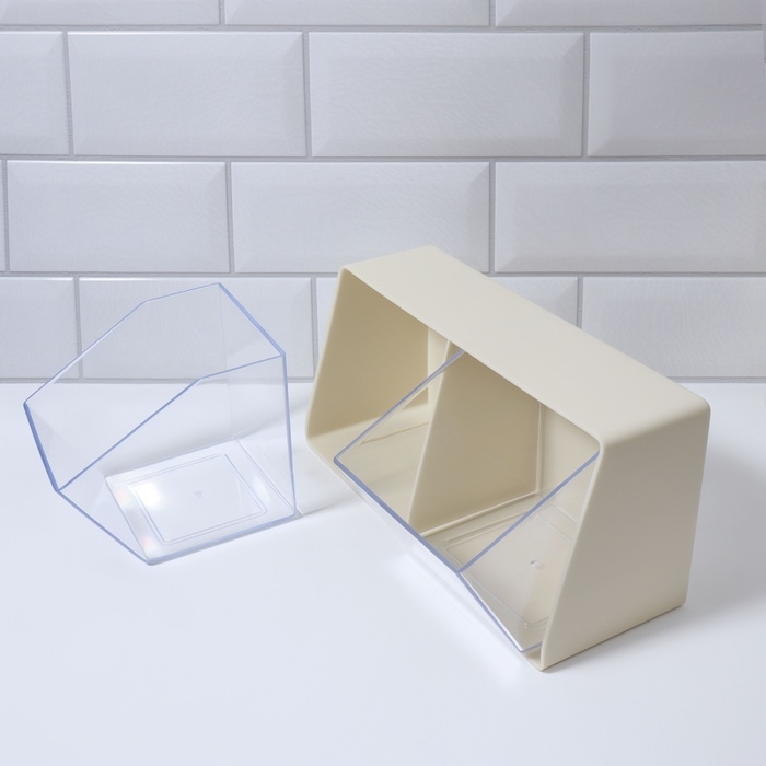 Органайзер для хранения, подвесной, 2 секции, 22,5 × 13,5 × 12 см, цвет молочный/прозрачный