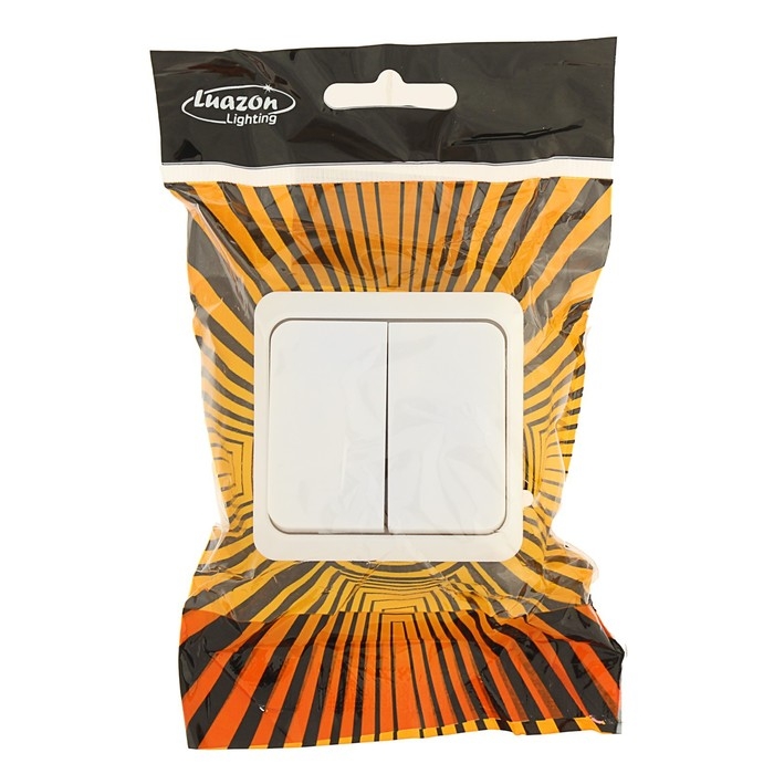 Выключатель Luazon Lighting "СПБ", 10 А, 2 клавиши, белый