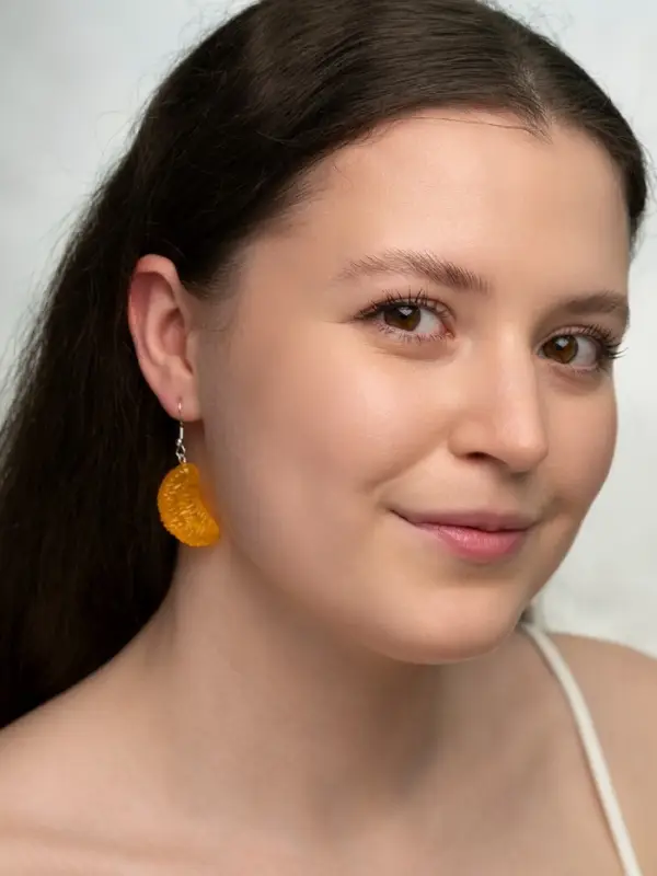 Серьги пластик &laquo;Новогодние дольки мандарина&raquo;, размер МИКС, оранжевые