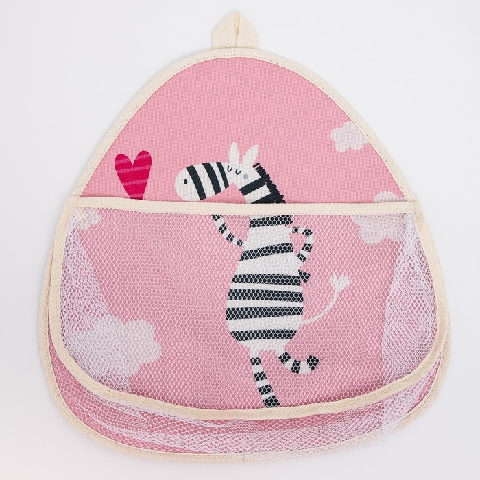 Сетка для хранения игрушек в ванной с петелькой «Зебра» Сетка для хранения игрушек в ванной с петелькой «Зебра»