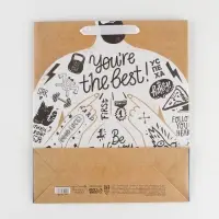 Пакет подарочный крафтовый, упаковка, «You're the best», M 26 х 30 х 9 см