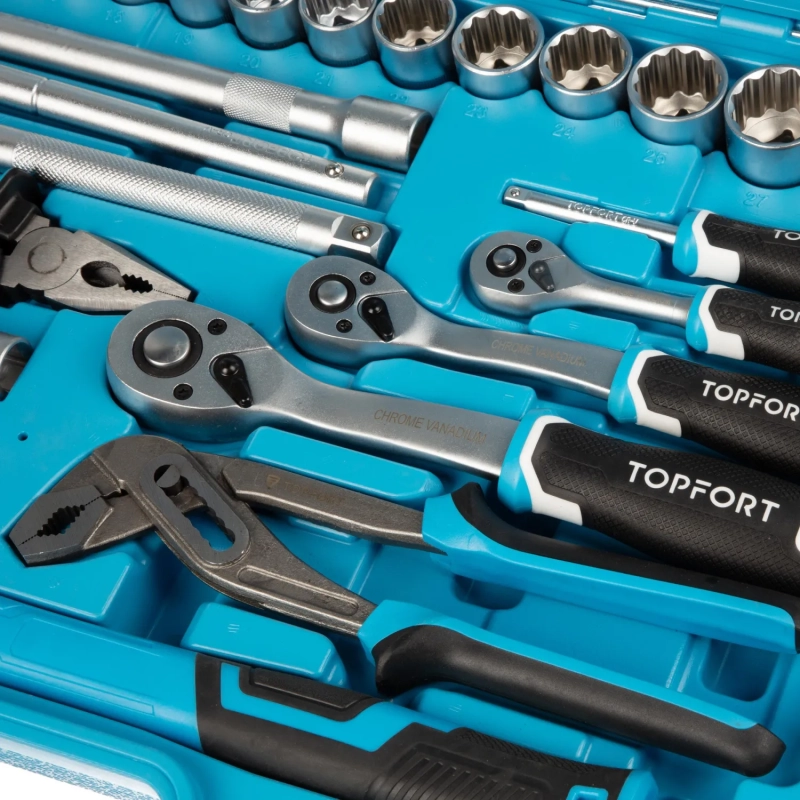 Набор инструмента Topfort 143 предмета 1/2, 3/8 и 1/4