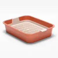 Туалет для кошек &laquo;Мур-мяу&raquo;, 33&times;25&times;7 см, с сеткой, пластик, цвет коралловый