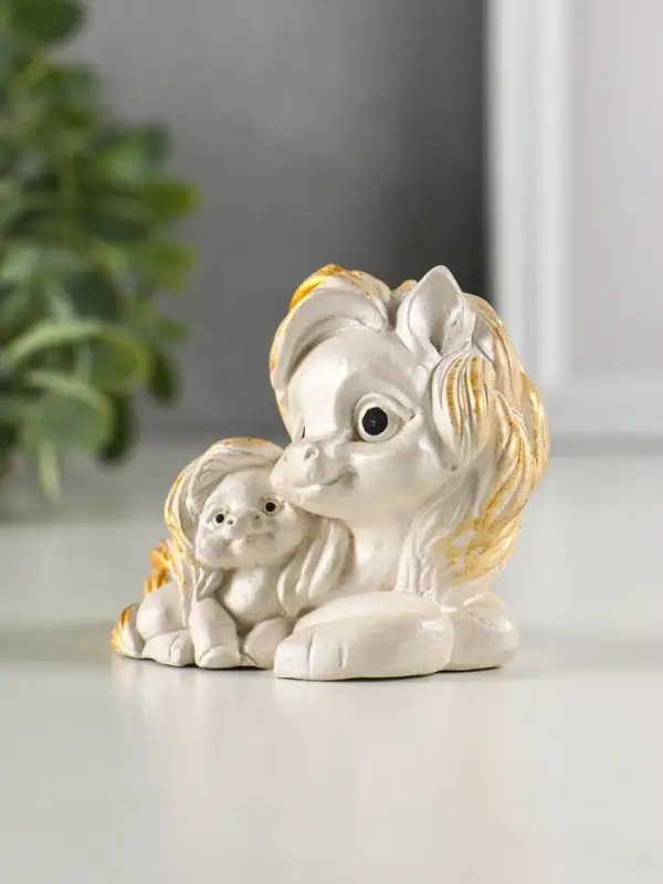 Фигура гипс Фигура гипс "Пони мама" 9х7х6 см, перламутр