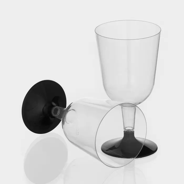 Бокал пластиковый одноразовый для вина, 200 мл, прозрачный, МИКС