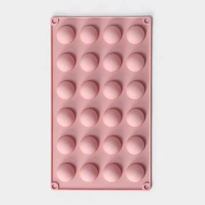 Форма для выпечки Доляна &laquo;Фигуры.Полусфера&raquo;, силикон, 28.3&times;16.5 см, 24 ячейки (d=2.8 см), розовая