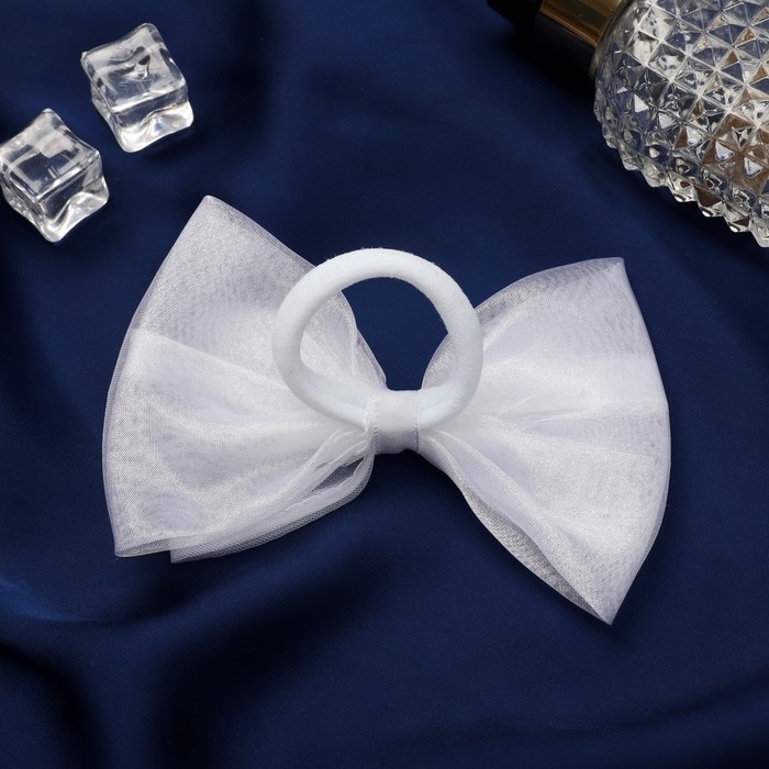 Резинка для волос бант "Школьница" классика элит, 12х7 см, белый