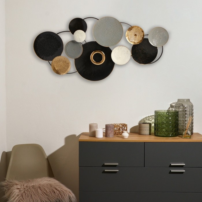 Декор настенный металл  Декор настенный металл "Чёрное золото" 134х65,4х7,6 см