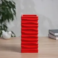 Ваза для цветов &laquo;Тьяго&raquo; полосы, 19&times;9 см, керамика, красная