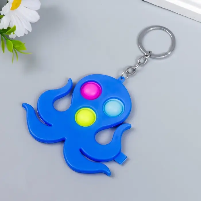 Брелок резина антистресс (бесконечная пупырка) Брелок резина антистресс (бесконечная пупырка) "Синий осьминог" МИКС 9х8,5 см