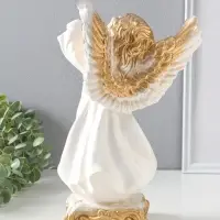 Фигура "Ангел с фонарём" белый, 34х22х15 см