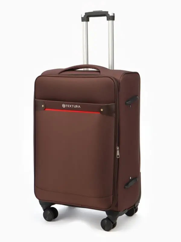 Чемодан на колёсах TEXTURA, кодовый замок, с увеличением, 42&times;26&times;68 см, 24", коричневый