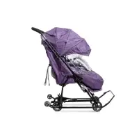 Санки - коляска «Наши детки 6», чехол для ног, муфта, сумка, баклажановый с полосками