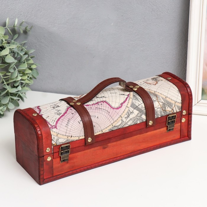 Шкатулка под бутылку  Шкатулка под бутылку "География" 33,5х11х12 см МИКС