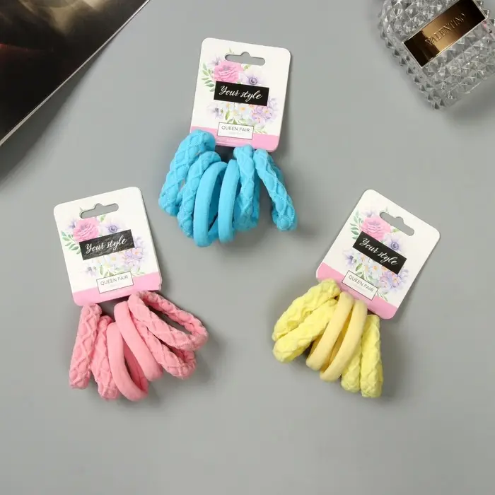 Резинка для волос "Спорт" (набор 6 шт) узор стиль, 4,5 см, микс