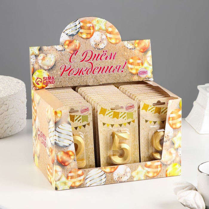 Шоу-бокс со свечами для торта  Шоу-бокс со свечами для торта "Грань", золото, 30 шт, 8 см